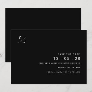 Invitación moderna en blanco y negro para guardar 