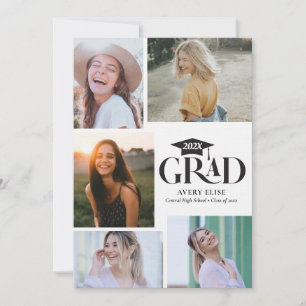 Invitación moderna en Collage de fotos blanco y ne