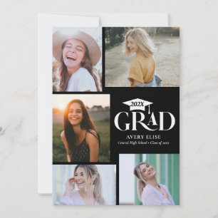 Invitación moderna en Collage de fotos blanco y ne