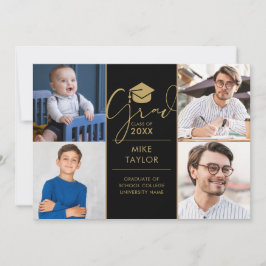 Invitación Moderna Entonces Y Ahora 4 Fiesta De Graduación De