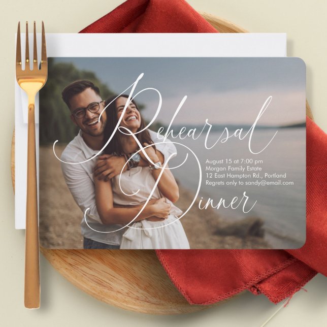 Invitación Moderna escritura de foto ensayo general cena (Subido por el creador)
