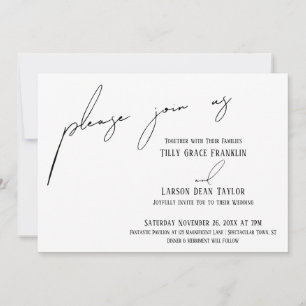 Invitación Moderna escritura delgada simple Por favor, únase 