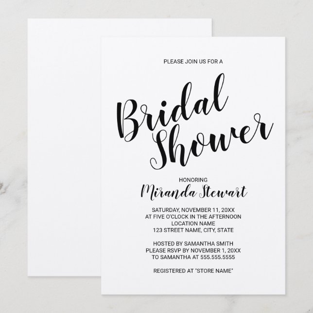 Invitación Moderna escritura Rustic Kraft Paper Ducha de novi (Anverso / Reverso)