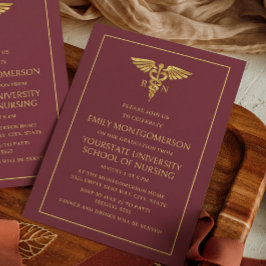 Invitación Moderna Escuela de Enfermería de Oro de Borgoña Gr