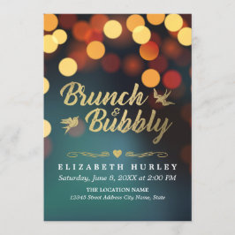 Invitación Moderna Esparkle de oro Verde azulado Bokeh Light