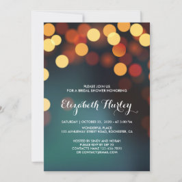 Invitación Moderna Esparkle de oro Verde azulado Bokeh Light 