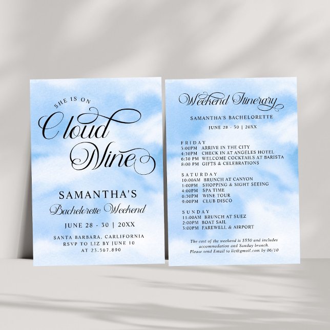 Invitación Moderna Está En Cloud 9 Bachelorette Weekend (Subido por el creador)