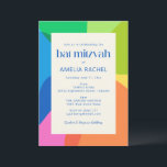 Invitación Moderna Estética Bat Mitzvah Colorido Geométrico<br><div class="desc">Esta invitación moderna para Bat Mitzvah presenta formas geométricas audaces y una paleta de colores brillantes y alegres que se siente celebratoria sin ser demasiado formal. La tipografía limpia mantiene el diseño fácil de leer mientras que el borde colorido agrega personalidad y energía. Ideal para familias que planean una Bat...</div>