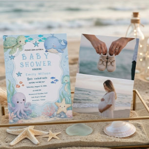 Invitación moderna estética para baby shower en la