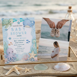 Invitación moderna estética para baby shower en la