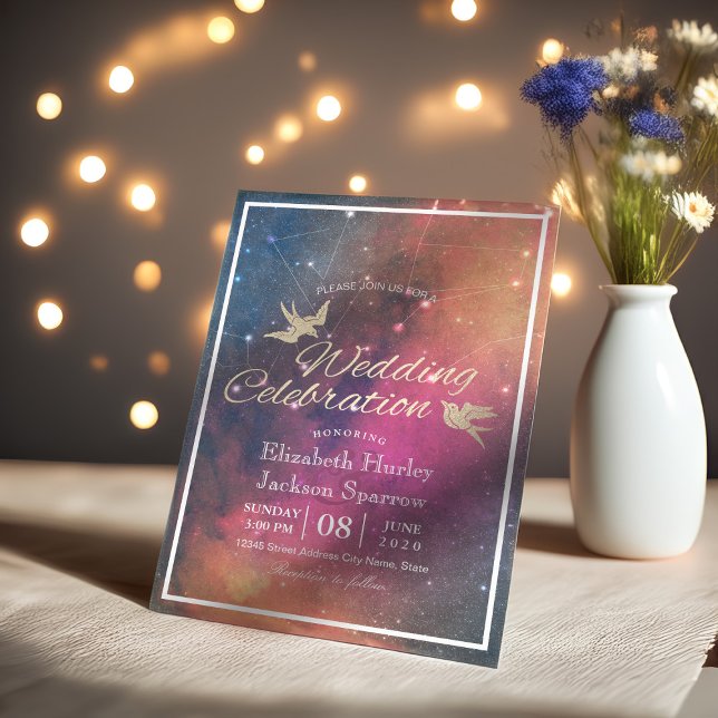 Invitación Moderna estrella Boda nocturna Sky Galaxy Constell (Subido por el creador)