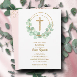 Invitación Moderna Eucalyptus Chica Christening