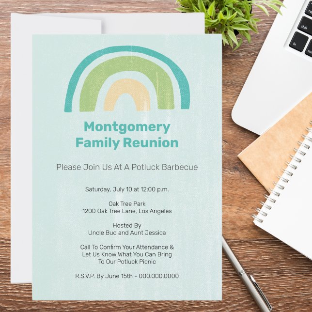 Invitación Moderna familia arcoiris reunida Reunión de picnic (Subido por el creador)