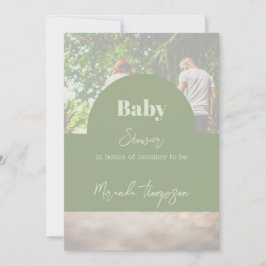 Invitación Moderna familia Greenery Foto Baby Shower