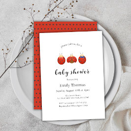 Invitación Moderna familia Minimalista Ladybug Baby Shower