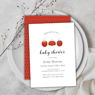 Invitación Moderna familia Minimalista Ladybug Baby Shower