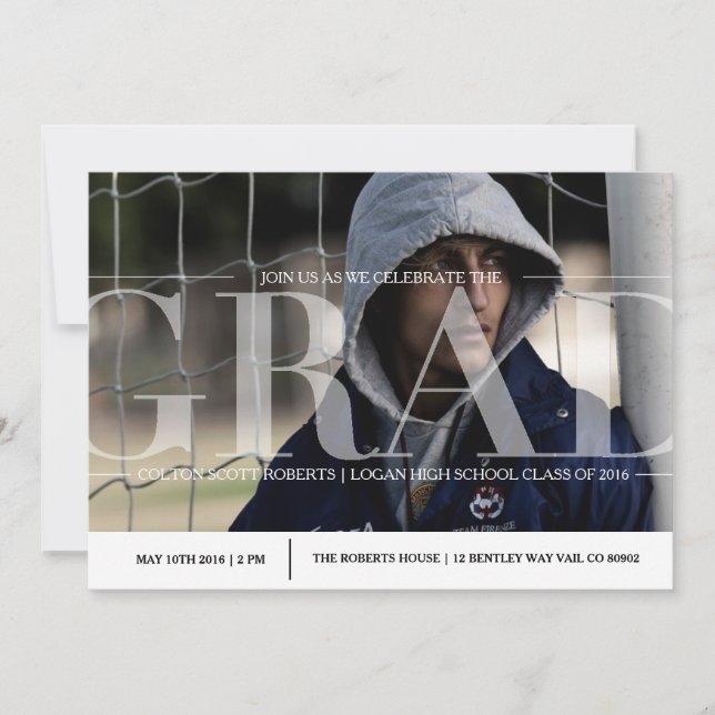 Invitación Moderna fiesta clásica de graduación | Sexo Neutra (Anverso)