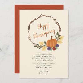 Invitación Moderna Fiesta de Acción de Gracias de la Calabaza