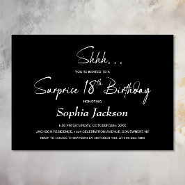 Invitación Moderna fiesta de cumpleaños 18 de Black Surprise
