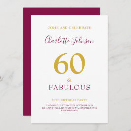 Invitación Moderna fiesta de cumpleaños 60 Minimalista Elegan