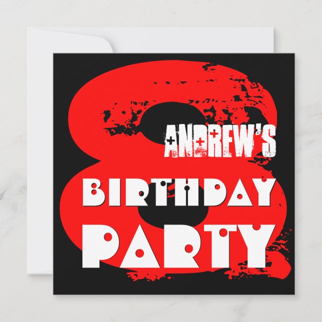 Invitación Moderna fiesta de cumpleaños 8 años V11 (Anverso)