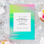 Invitación Moderna fiesta de cumpleaños colorida y brillante<br><div class="desc">Invitación a la fiesta de cumpleaños moderna y colorida neón</div>