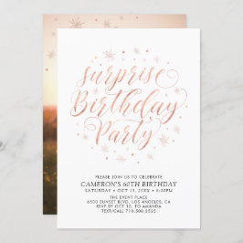 Invitación Moderna fiesta de cumpleaños con Rosa Gold Surpris