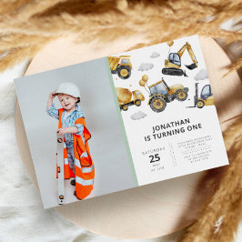 Invitación Moderna fiesta de cumpleaños de construcción simpl