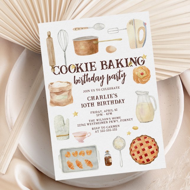 Invitación Moderna fiesta de cumpleaños de Cookie Baking (Subido por el creador)