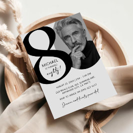 Invitación Moderna fiesta de cumpleaños de fotos en blanco y 