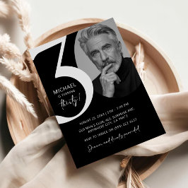 Invitación Moderna fiesta de cumpleaños de fotos en blanco y 