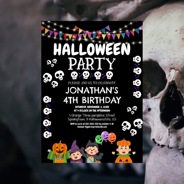 Invitación Moderna fiesta de cumpleaños de Halloween con fant (Subido por el creador)