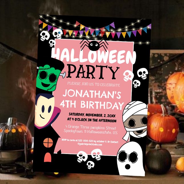Invitación Moderna fiesta de cumpleaños de Halloween con fant (Subido por el creador)