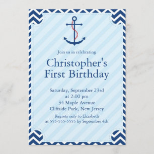 Invitación Moderna fiesta de cumpleaños de la regadera náutic