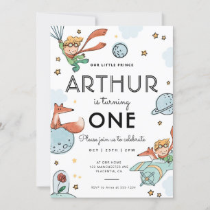 Invitación Moderna fiesta de cumpleaños de Le Petit Prince