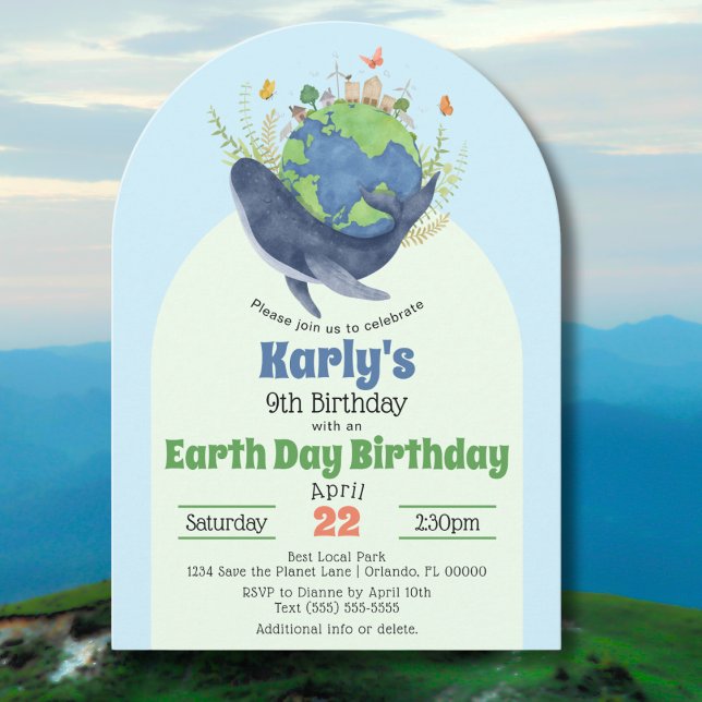 Invitación Moderna Fiesta de Cumpleaños del Día de la Tierra  (Subido por el creador)
