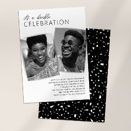 Invitación Moderna fiesta de cumpleaños doble foto conjunta