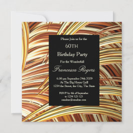 Invitación Moderna fiesta de cumpleaños número 60 Golden Blac