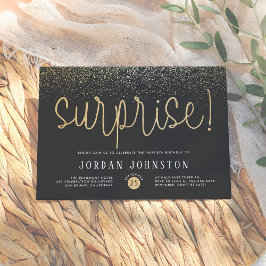 Invitación Moderna fiesta de cumpleaños sorpresa para Black &