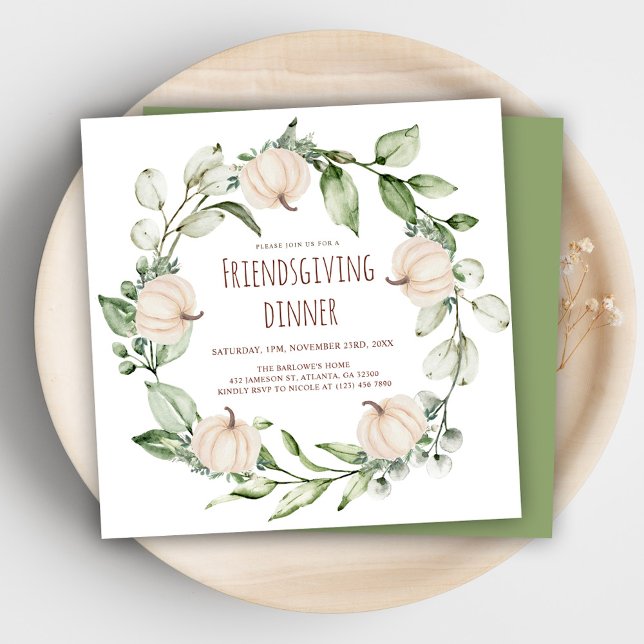 Invitación Moderna fiesta de Día de Acción de Gracias para la (Modern Thanksgiving Dinner Friendsgiving Feast Invitation)