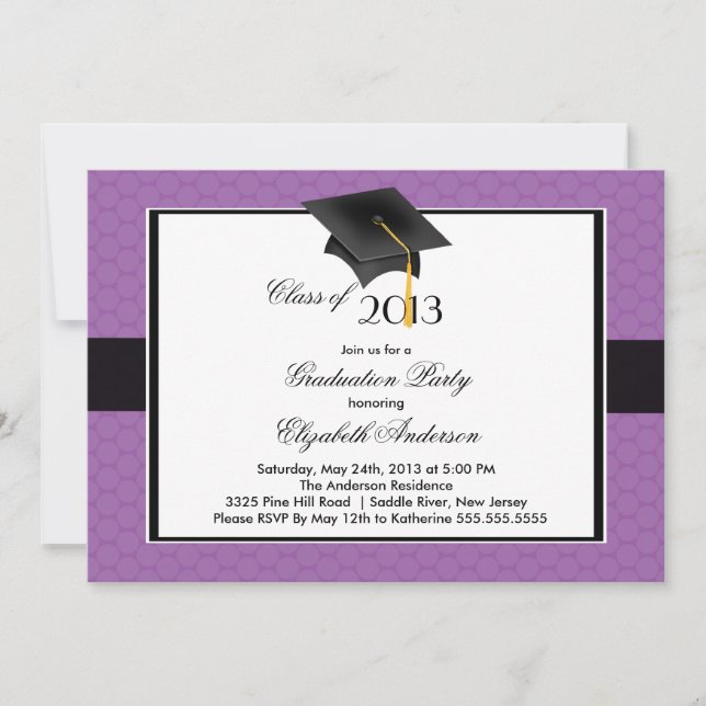 Invitación Moderna fiesta de graduación Cap & Tassel (Anverso)