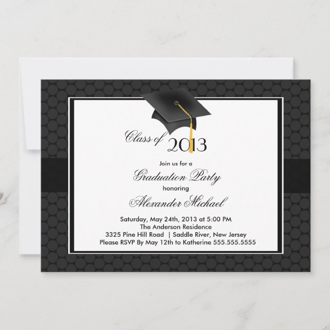 Invitación Moderna fiesta de graduación Cap & Tassel (Anverso)