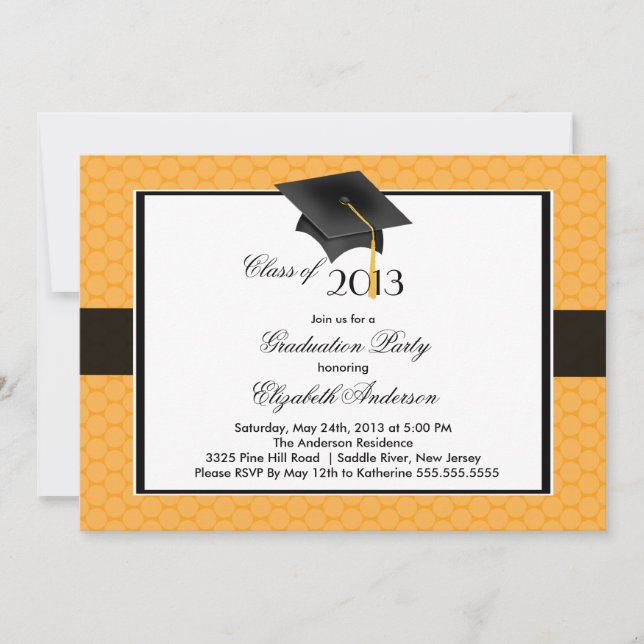 Invitación Moderna fiesta de graduación Cap & Tassel (Anverso)