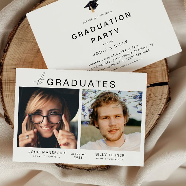 Invitación Moderna fiesta de graduación conjunta de fotografí (Subido por el creador)