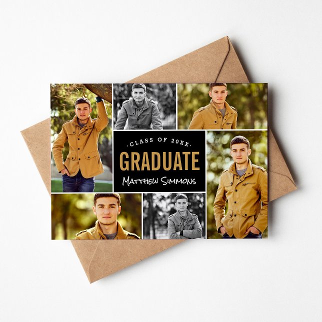 Invitación Moderna fiesta de graduación de 6 Collages de foto (Subido por el creador)