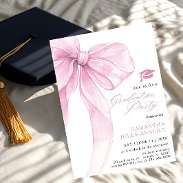 Invitación Moderna fiesta de graduación de Bow Rosa
