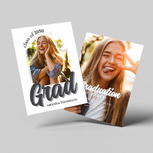 Invitación Moderna fiesta de graduación de dos fotos