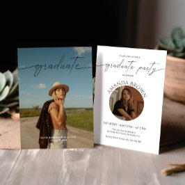 Invitación Moderna fiesta de graduación de dos fotos mínima