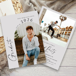 Invitación Moderna fiesta de graduación de dos fotos mínima