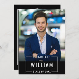 Invitación Moderna fiesta de graduación de FOTO blanca y negr